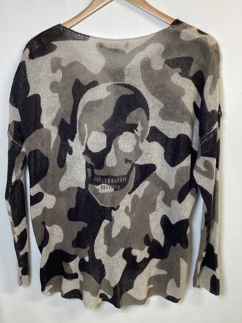 SKULL CASHMERE Back Skull Camo Cashmere Sweater Size M